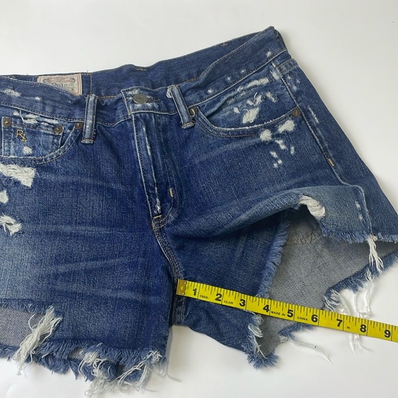 Polo Ralph Lauren Distressed Crosby Denim Shorts Size 25 Mid Rise Raw Hem cotton - Picture 13 of 14